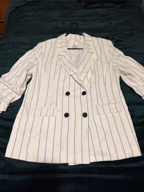 a new day White Blazer with Navy Pinstripes - Double-Breasted